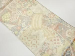 佐賀錦熨斗・花々に古典柄模様織出し袋帯